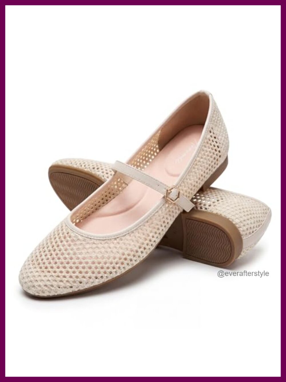 Arromic Mesh Mary Jane Flats Women Round Toe Ballet Buckle Strap Comfort